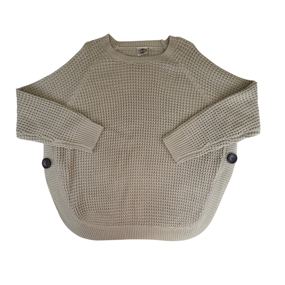 Rod's Western Palace Waffle Knit Sweater Beige Button Side Split Hem Large